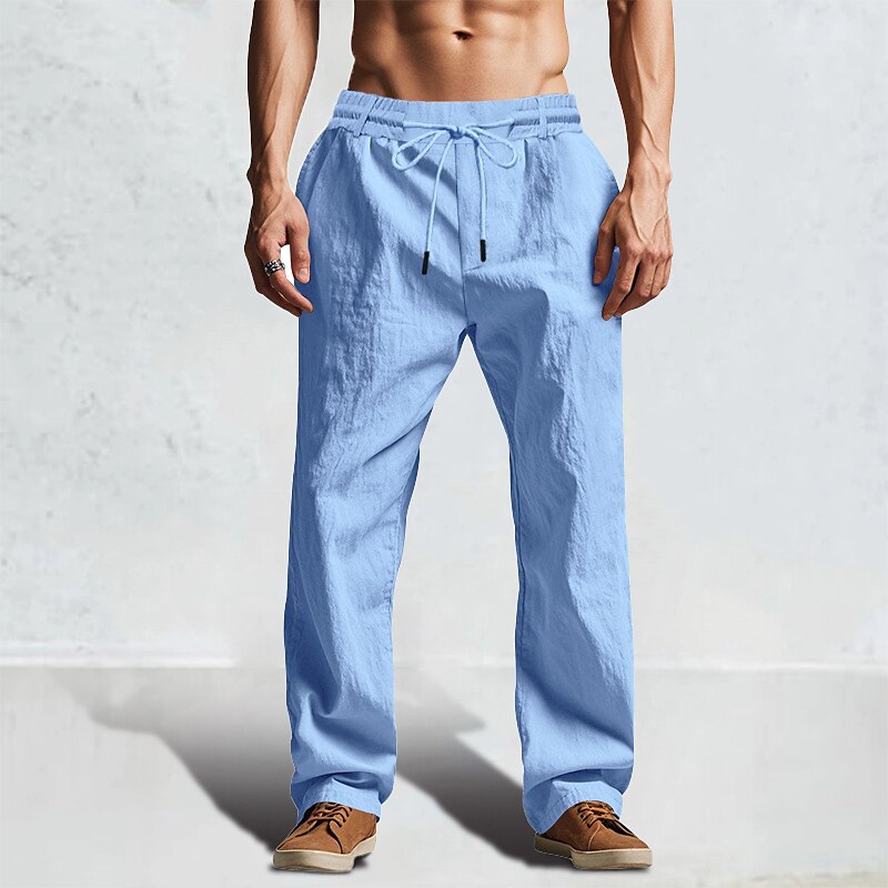 Casual Linen Drawstring Summer Trousers