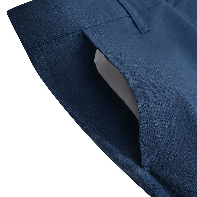 Linen Straight-Leg Dress Pants
