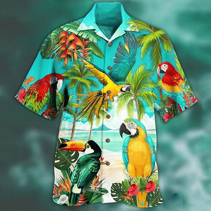 Parrot Palm Leaf Camp Collar Shirt