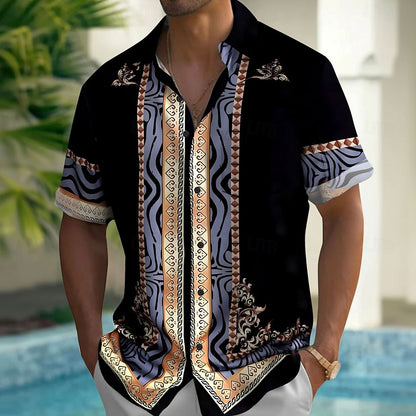 Geometric Ethnic Button Shirt