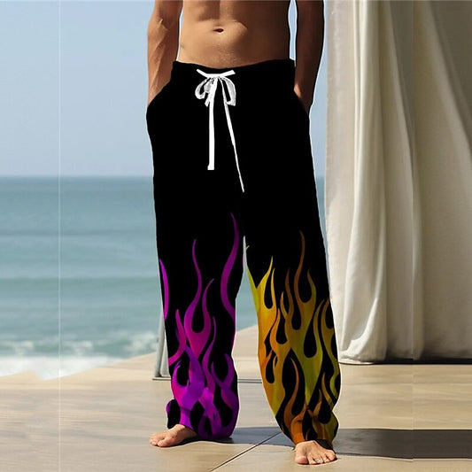 Pantalones con estampado 3D abstracto de llamas