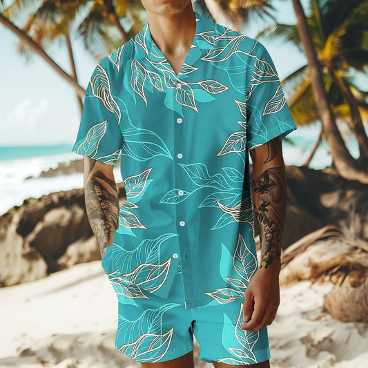 Tree/Leaf Hawaiian Casual Vacation Shirt Set