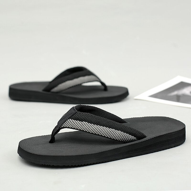 Red Flip-Flops with Black & Gold Stripes
