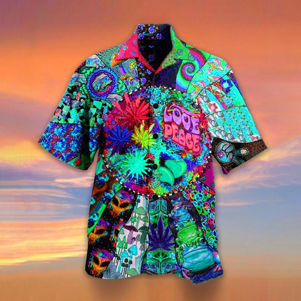 Colorful Mushroom Aloha Shirt