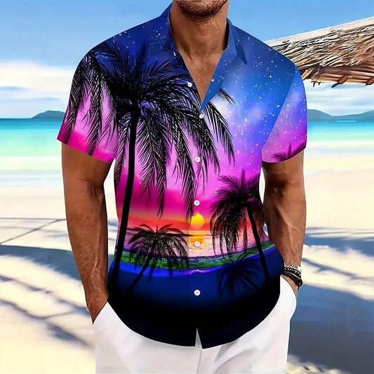 Camiseta con cielo estrellado y árbol de coco