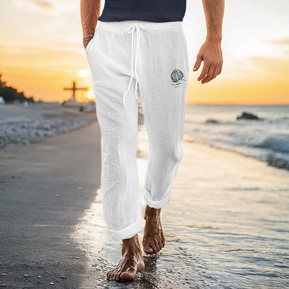 Classic Style Linen Drawstring Pants