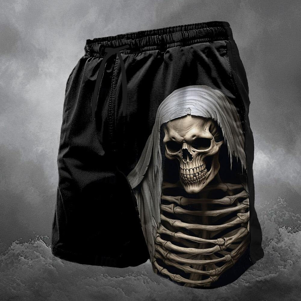 Bañador tipo short de tabla con calaveras