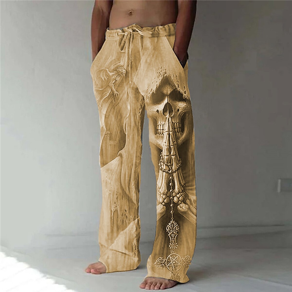 3D Graphic and Skull Design Trousers Pants