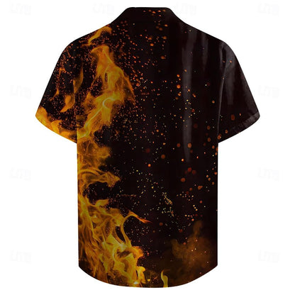 Casual Dark Flame Button Up Shirt