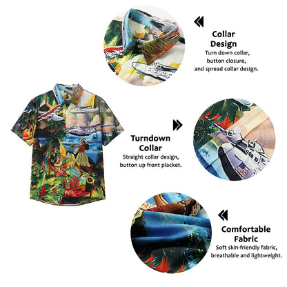 Parrot Print Camp Collar Shirt