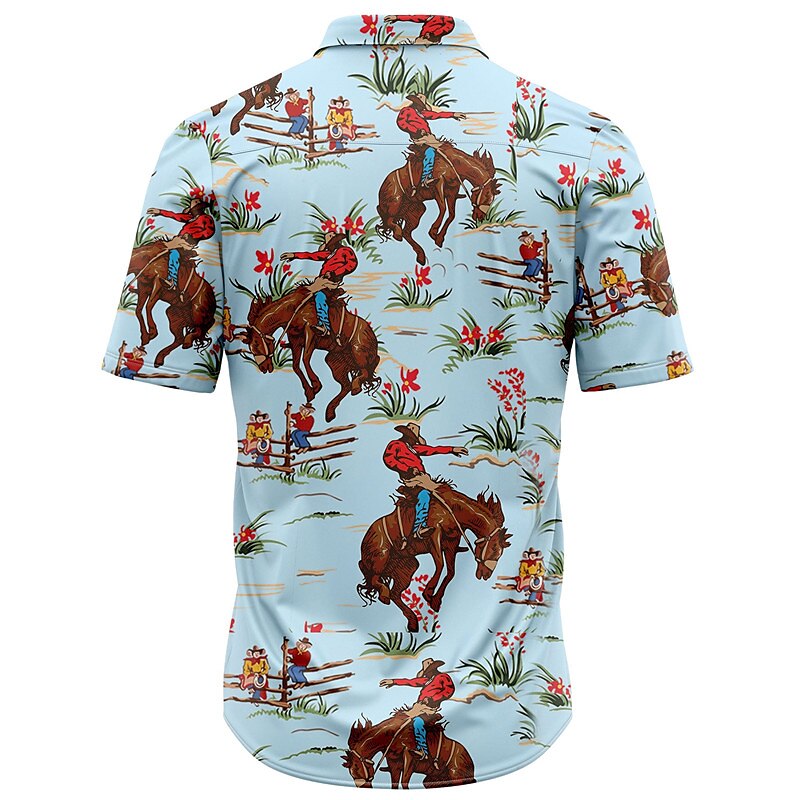 Camisa vaquera Camisa hawaiana de verano Camisa Aloha Camisa de manga corta