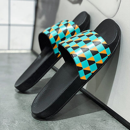 Vibrant Geometric Slide Sandals