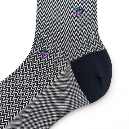 Gray Black Striped Duck Pattern Socks