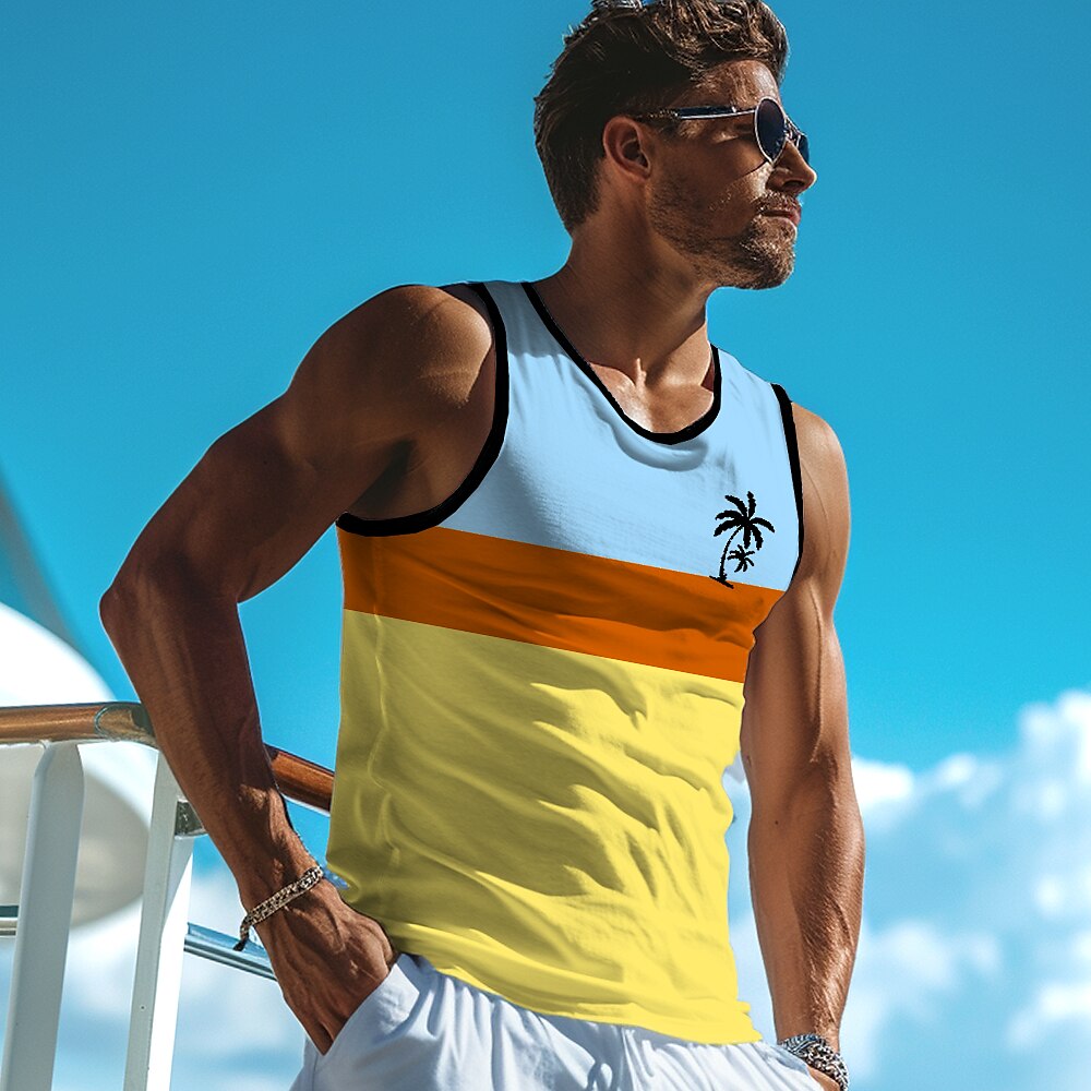 Color Block Coconut Palm Tank Top