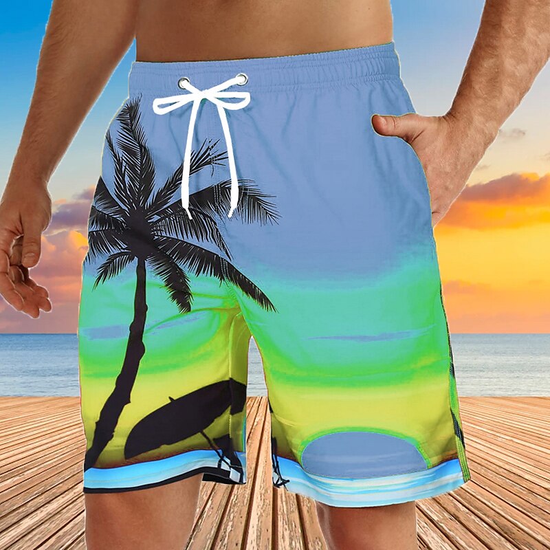 Graphic Coconut Tree Swimming Trunks Board Shorts