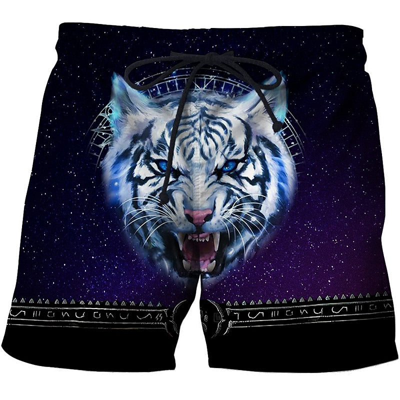 Bañador tipo short de tabla con letras de tigre