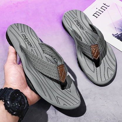 Casual Flip-Flops – Braided Straps & Textured Sole