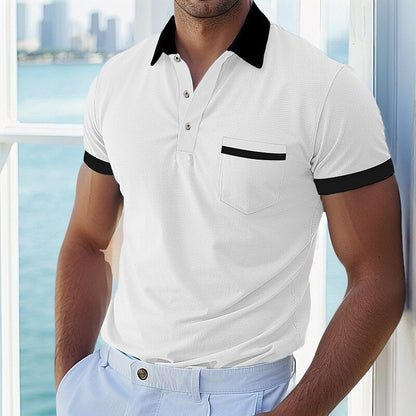 Colorblocked Casual Top Pique Polo Shirt