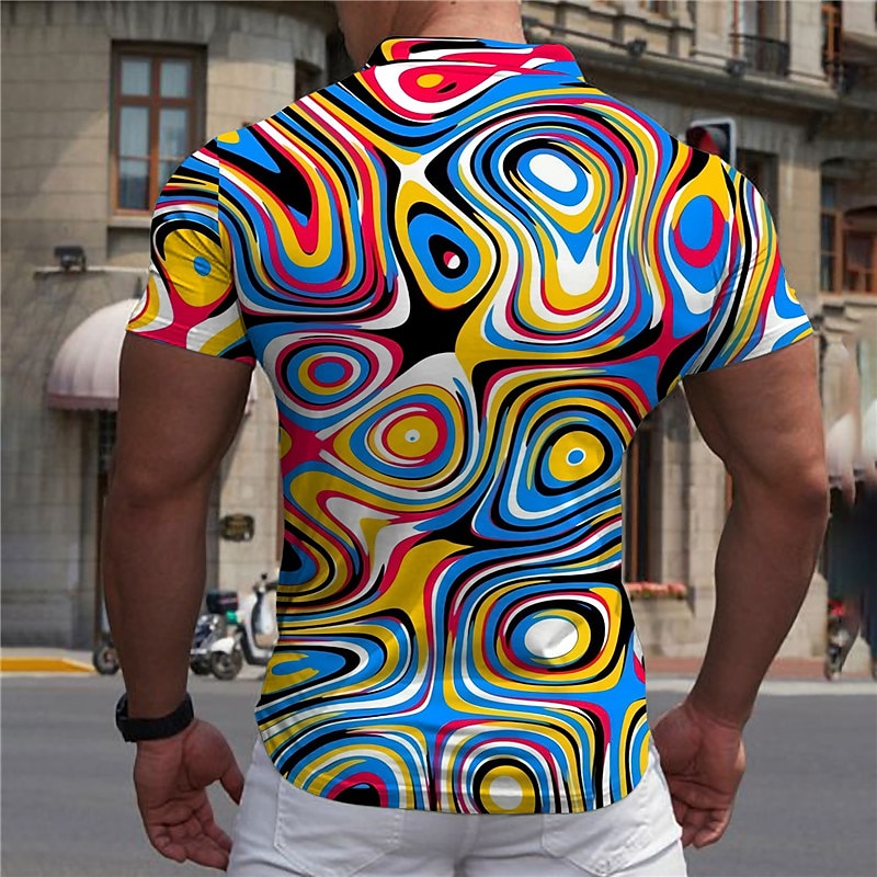 3D Graphic Quarter Zip Polo