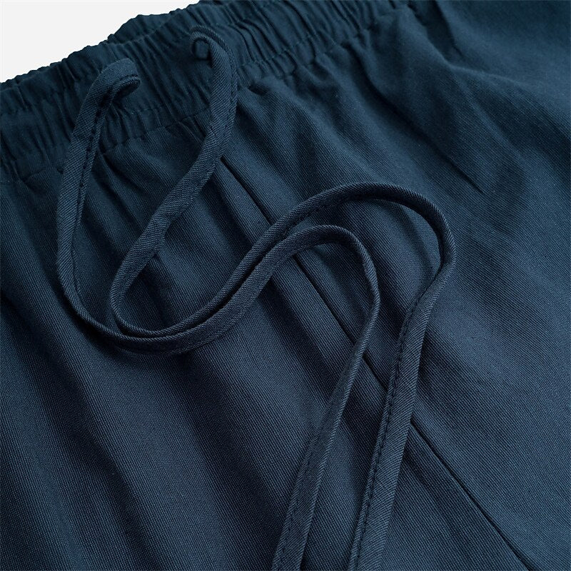 Simple Linen Drawstring Beach Pants