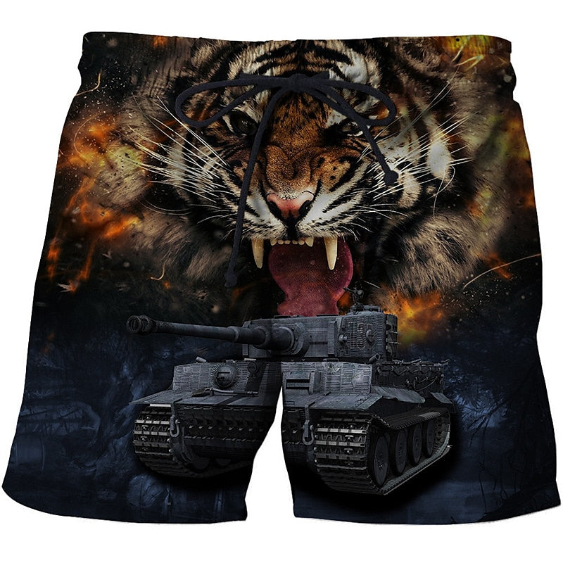 Tiger Letter Swimming Trunks Board Shorts