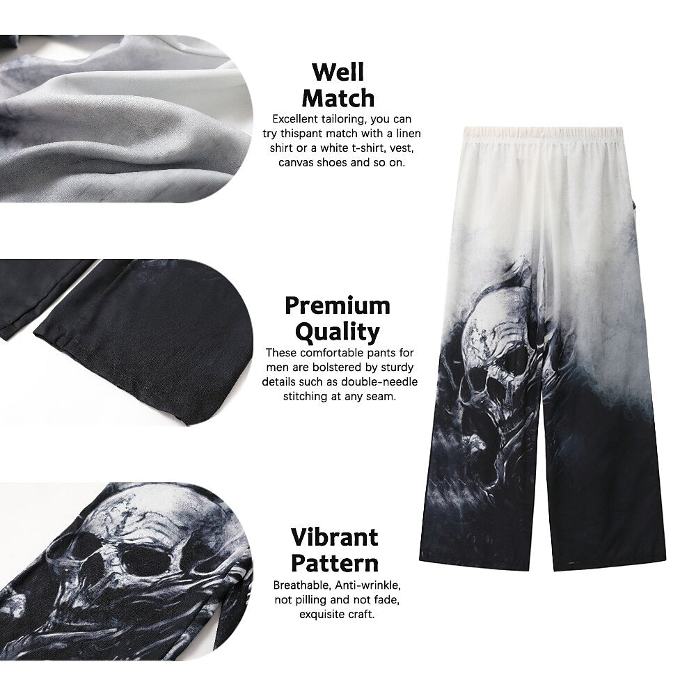 3D Graphic and Skull Design Trousers Pants