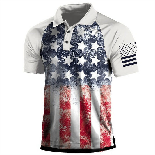 American Flag Patriotic Polo Shirt