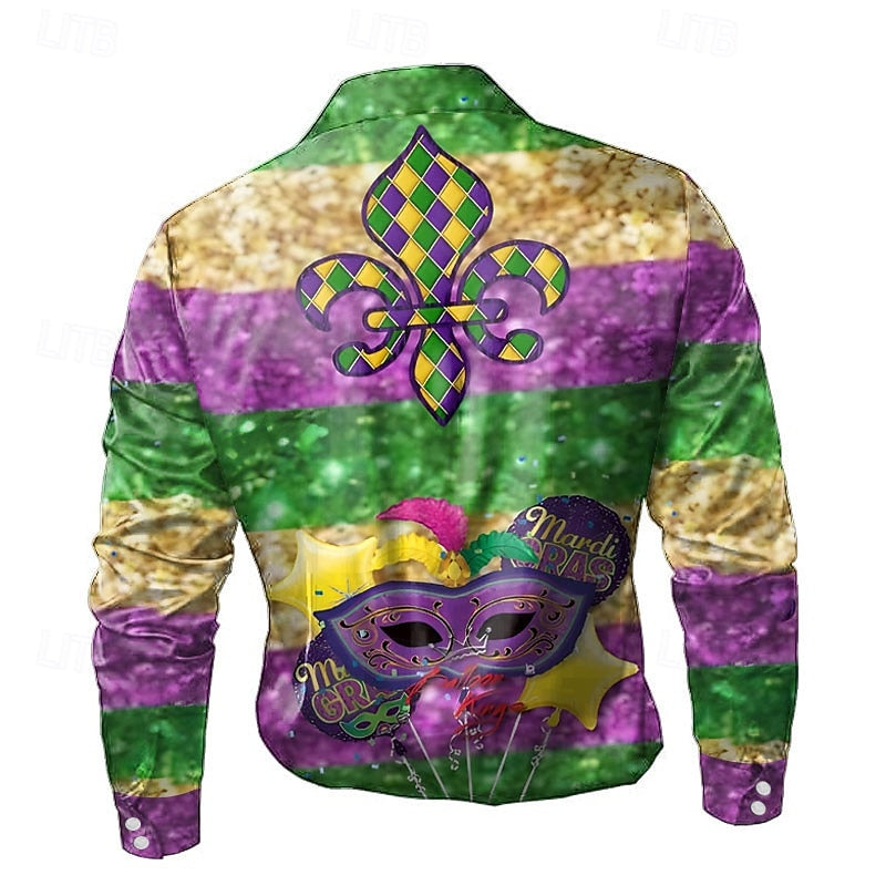 Mardi Gras Dazzle Mask Satin Shirt