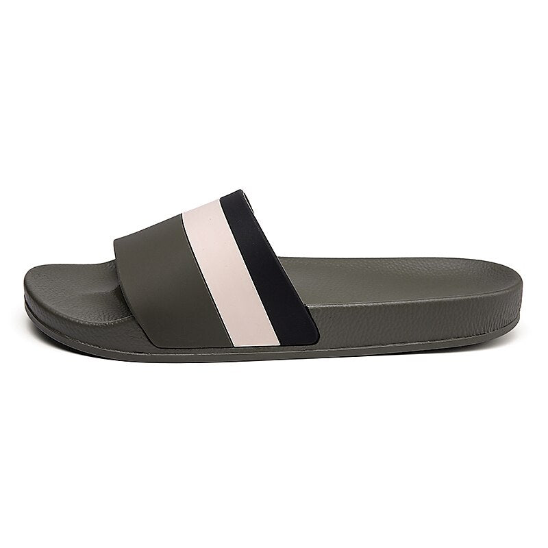 Sporty Slide Sandals with Red and White Stripes