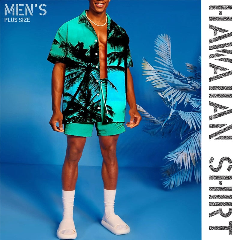 Coconut Tree Graphic Prints Shirts Sets