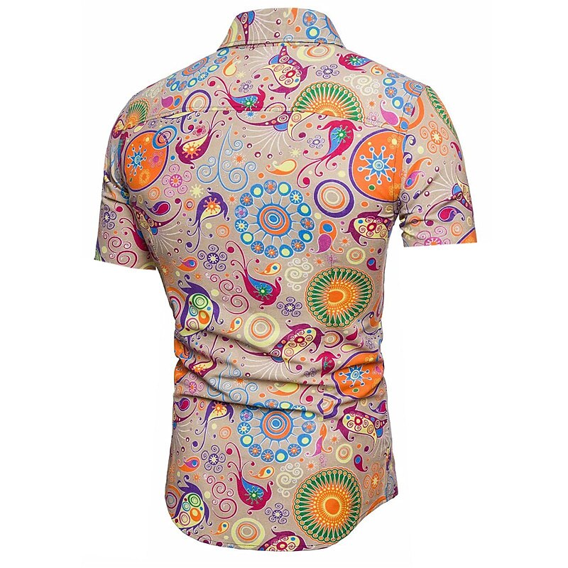 Camisa étnica Paisley Camisa boho Camisa abotonada Manga corta