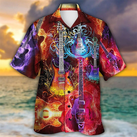 Camiseta de verano con música hawaiana y guitarra