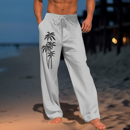 3D Coconut Tree Print Trousers