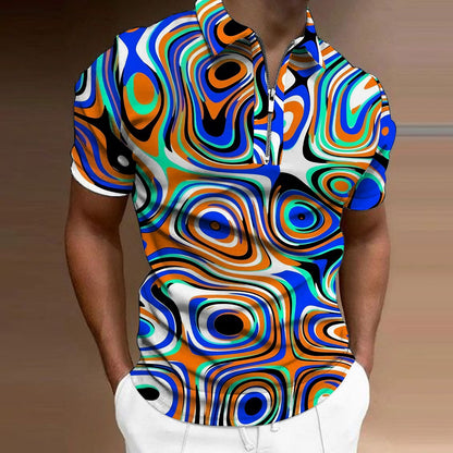 3D Graphic Quarter Zip Polo