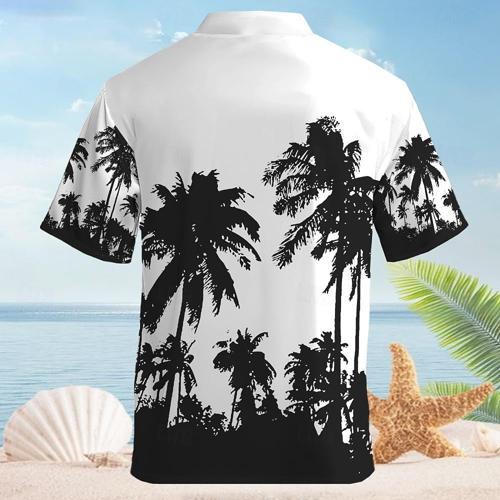 Camiseta con plantas tropicales, palmeras y cocoteros