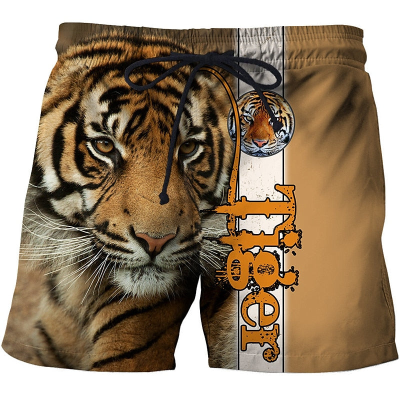 Bañador tipo short de tabla con letras de tigre