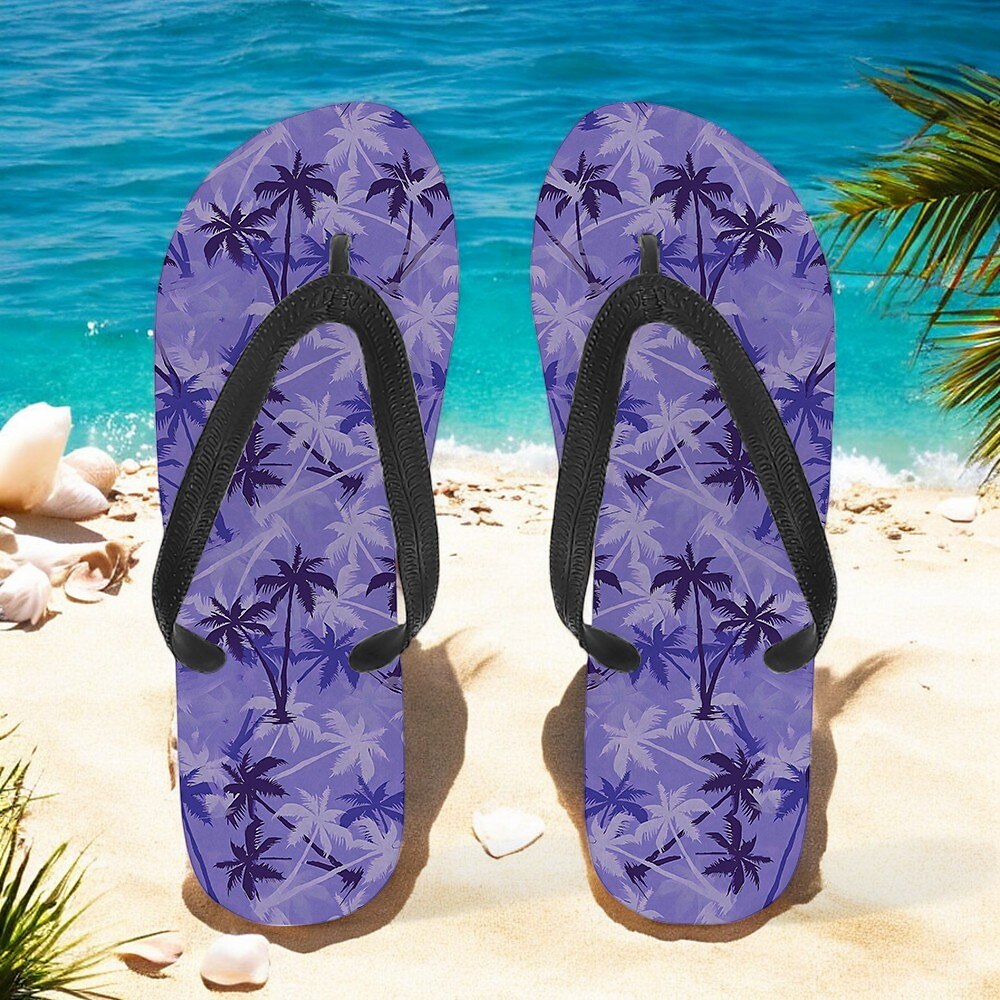 Hawaiian Coconut Tree Pattern Beach Flip Flops