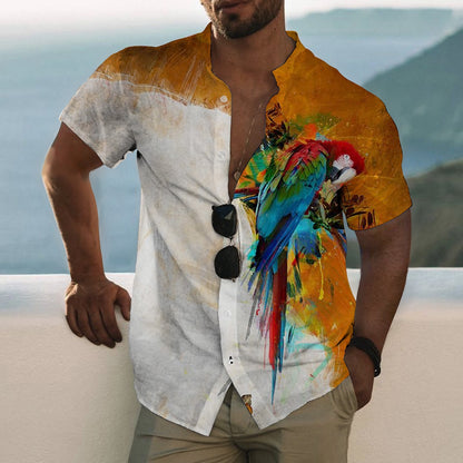 Parrot Print Aloha Shirt