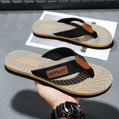 Red & Black Geometric Fashion Flip-Flops