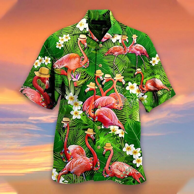 Flamingo Tropical Print Shirt