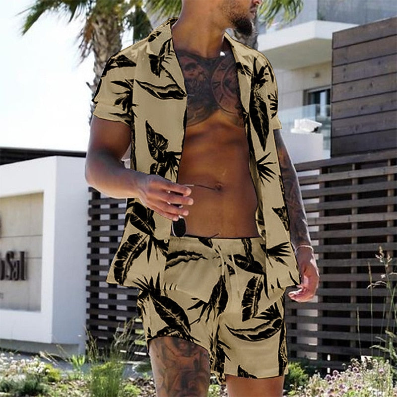 Hawaiian Vacation Print Shirt Set