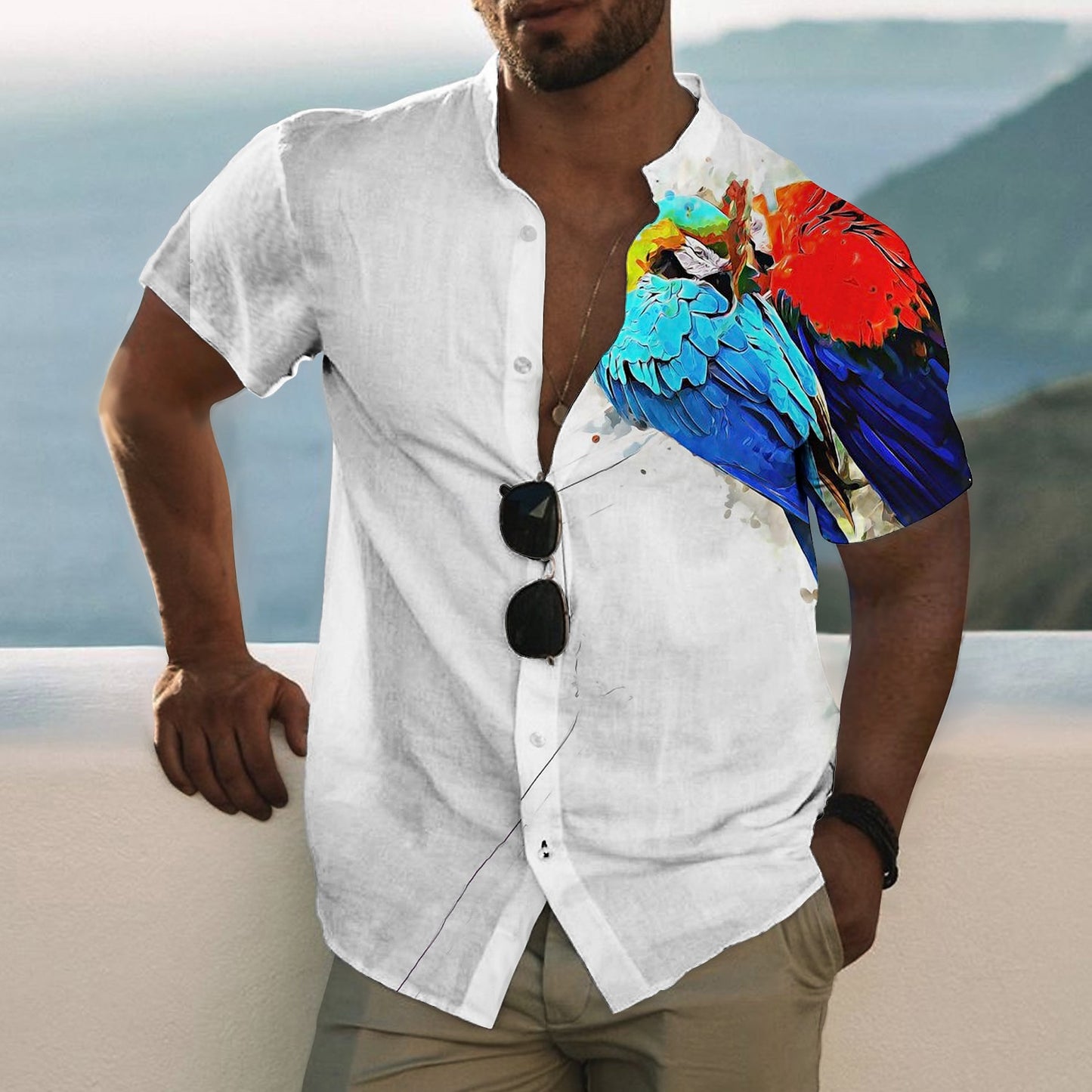 Parrot Print Aloha Shirt