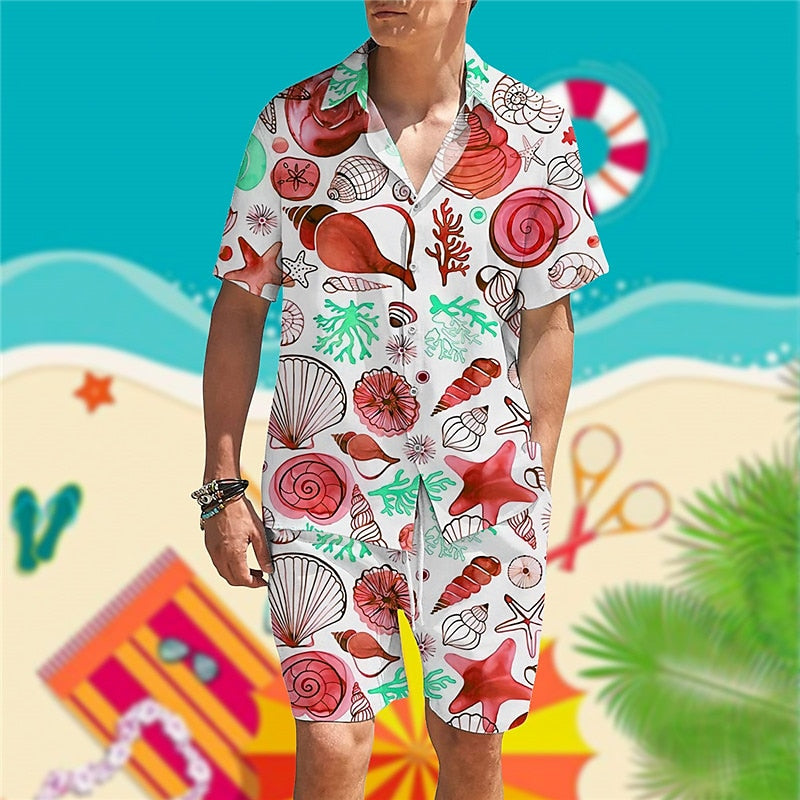 Shell and Conch Print Shirt Set