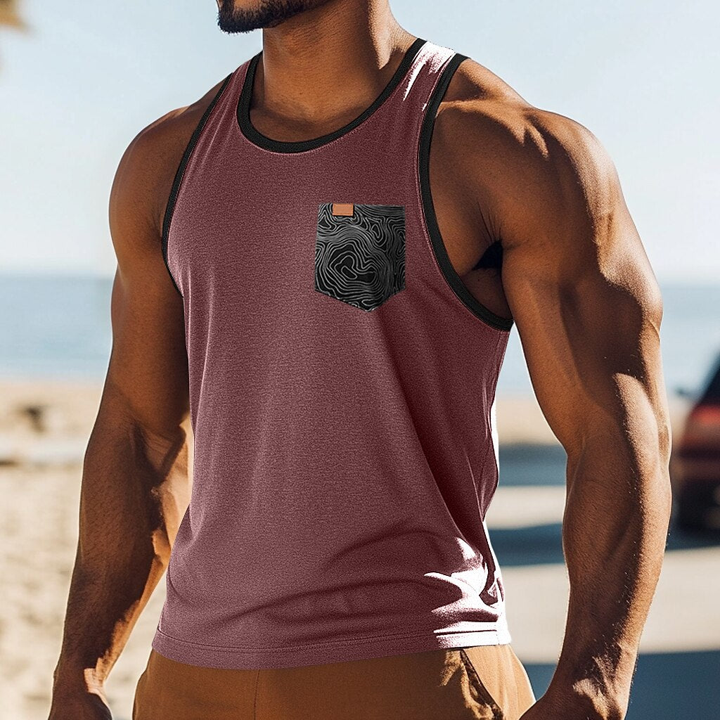 Sleeveless Muscle Tank with Pocket