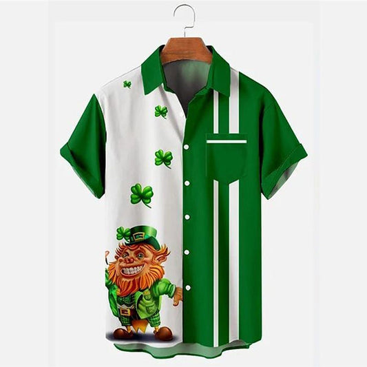 St. Patrick Cartoon Hat Striped Shirt