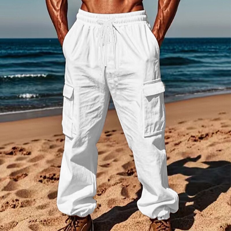 Linen Cargo Jogger Pants