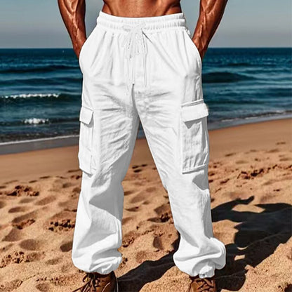 Linen Cargo Jogger Pants