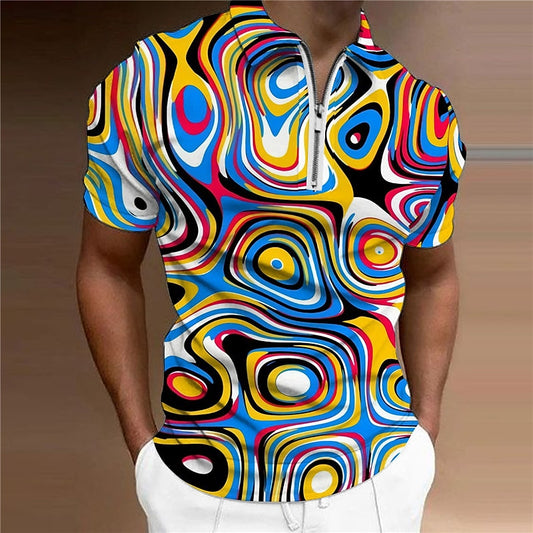 3D Graphic Quarter Zip Polo