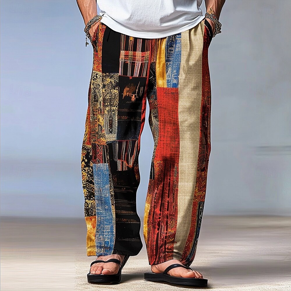 Color Block Patchwork Trousers Pants