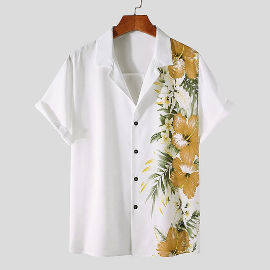 Camisa floral Camisa abotonada Manga corta